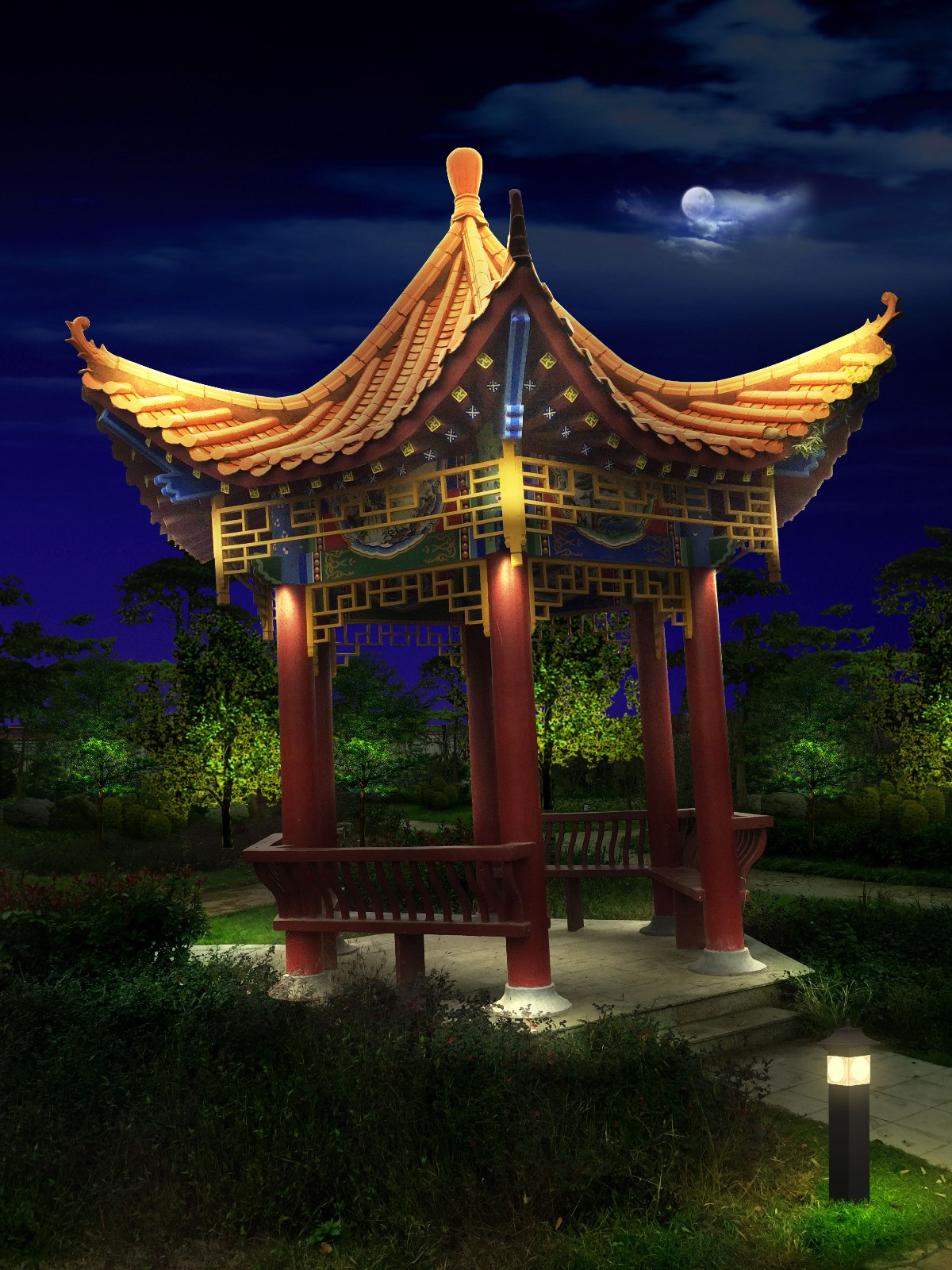 阜南縣清河公園，體育公園景觀亮化